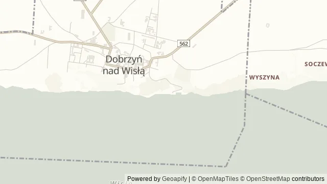 Mapa okolicy: Przystań nad Wisłą w Dobrzyniu nad Wisłą — Dobrzyń nad Wisłą, Kujawy i Pałuki. Podgląd obejmuje około 3,6 km w poziomie.