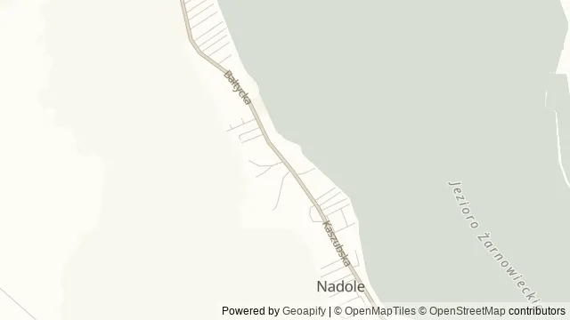Mapa okolicy: Przystań w Nadolu nad Jeziorem Żarnowieckim — Nadole, Kaszuby. Podgląd obejmuje około 3,6 km w poziomie.