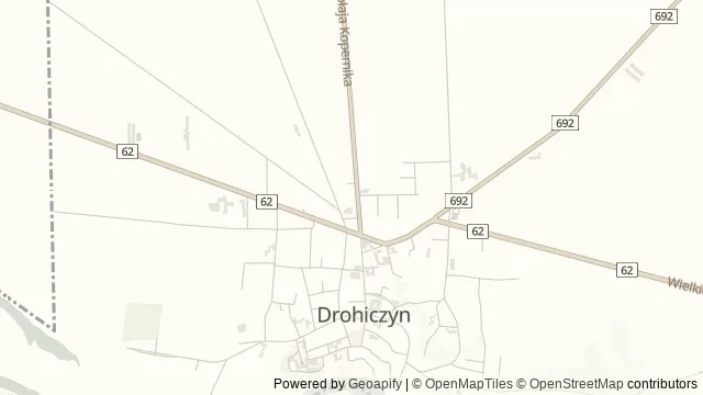 Mapa okolicy: PUSZCZYK – Ośrodek Edukacji Ekologicznej — Drohiczyn, Podlasie Nadbużańskie. Podgląd obejmuje około 3,6 km w poziomie.