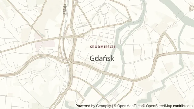 Mapa okolicy: Ratusz Głównego Miasta w Gdańsku — Gdańsk. Podgląd obejmuje około 3,6 km w poziomie.
