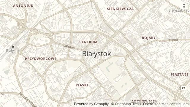 Mapa okolicy: Ratusz w Białymstoku — Muzeum Podlaskie — Białystok. Podgląd obejmuje około 3,6 km w poziomie.