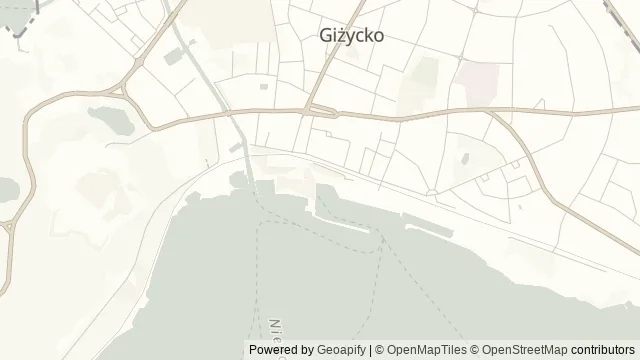 Mapa okolicy: Rejsy Żeglugi Mazurskiej z Giżycka — Giżycko, Mazury. Podgląd obejmuje około 3,6 km w poziomie.