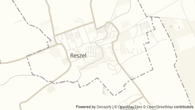 Mapa okolicy: Reszel — zamek i miasto — Reszel, Warmia. Podgląd obejmuje około 3,6 km w poziomie.