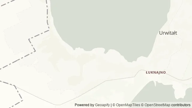 Mapa okolicy: Rezerwat Jezioro Łuknajno — Łuknajno, Mazury. Podgląd obejmuje około 3,6 km w poziomie.