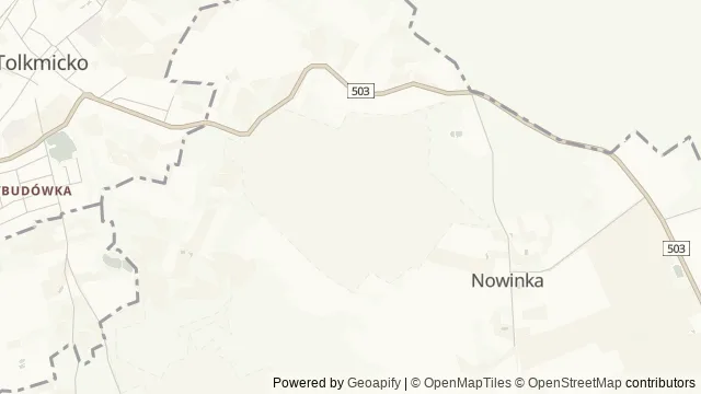 Mapa okolicy: Rezerwat Nowinka — Nowinka, Elbląg. Podgląd obejmuje około 3,6 km w poziomie.