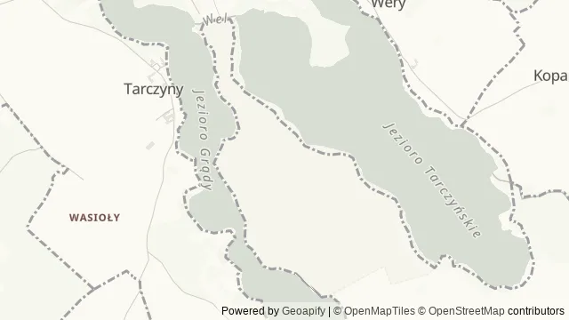 Mapa okolicy: Rezerwat przyrody „Ostrów Tarczyński” — Koszelewki, Mazury Południowe. Podgląd obejmuje około 3,6 km w poziomie.