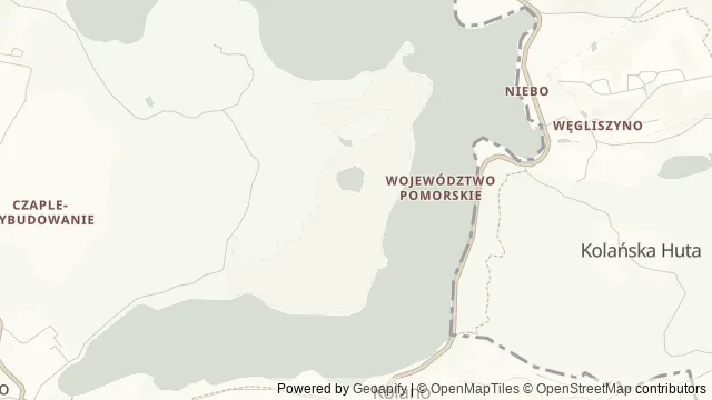 Mapa okolicy: Rezerwat przyrody Ostrzycki Las — Ostrzyce, Kaszuby. Podgląd obejmuje około 3,6 km w poziomie.