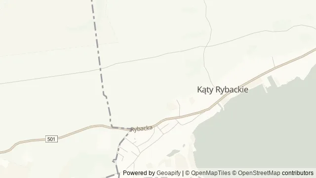 Mapa okolicy: Rezerwat przyrody Kąty Rybackie — Kąty Rybackie, Żuławy. Podgląd obejmuje około 3,6 km w poziomie.