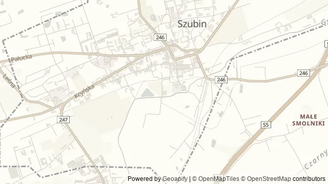 Mapa okolicy: Ruiny zamku w Szubinie — Szubin, Bydgoszcz. Podgląd obejmuje około 3,6 km w poziomie.