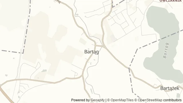 Mapa okolicy: Sanktuarium Opatrzności Bożej w Bartągu — Bartąg, Olsztyn. Podgląd obejmuje około 3,6 km w poziomie.