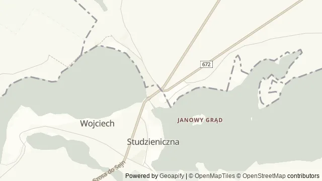 Mapa okolicy: Leśna Ścieżka Dydaktyczna „Kalejty" w Przewięzi k/Augustowa — Przewięź, Augustów. Podgląd obejmuje około 3,6 km w poziomie.