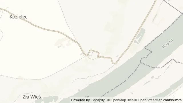 Mapa okolicy: Ścieżka edukacyjno-przyrodnicza w Kozielcu — Kozielec, Bydgoszcz. Podgląd obejmuje około 3,6 km w poziomie.