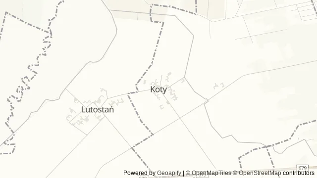 Mapa okolicy: Ścieżka przyrodnicza Koty–Bronowo — Koty, Łomża. Podgląd obejmuje około 3,6 km w poziomie.