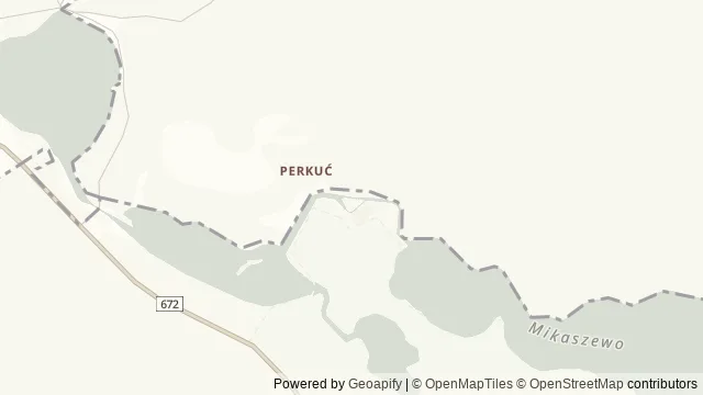 Mapa okolicy: Śluza Perkuć — Płaska, Augustów. Podgląd obejmuje około 3,6 km w poziomie.