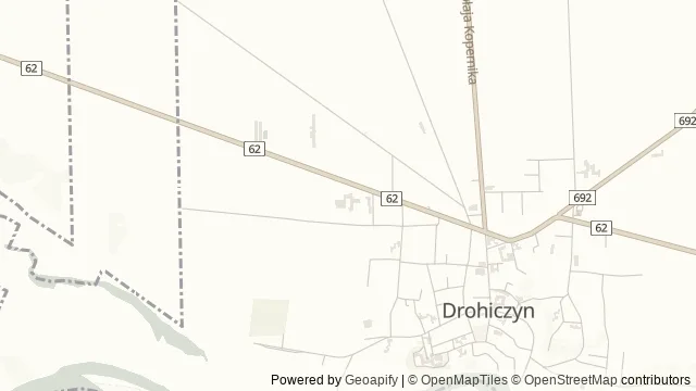Mapa okolicy: SOWA Drohiczyn – Strefa Odkrywania, Wyobraźni i Aktywności — Drohiczyn, Podlasie Nadbużańskie. Podgląd obejmuje około 3,6 km w poziomie.