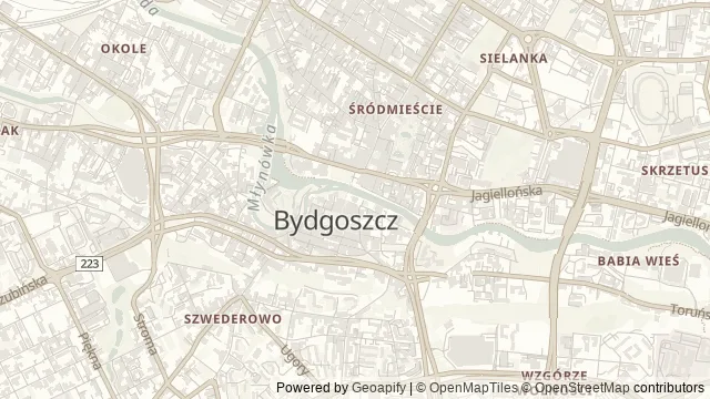 Mapa okolicy: Spichrze nad Brdą – Muzeum Historii Bydgoszczy — Bydgoszcz. Podgląd obejmuje około 3,6 km w poziomie.
