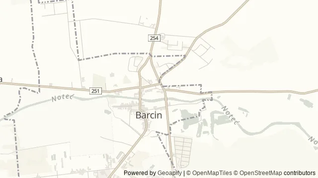 Mapa okolicy: Stanica żeglarska Neptun w Barcinie — Barcin, Kujawy i Pałuki. Podgląd obejmuje około 3,6 km w poziomie.