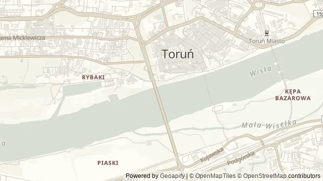 Mapa okolicy: Statek pasażerski Wanda — Toruń. Podgląd obejmuje około 3,6 km w poziomie.