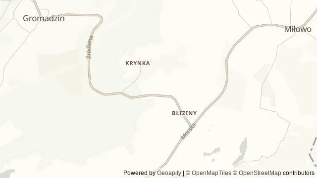 Mapa okolicy: Świat Labiryntów Bliziny — Bliziny, Kaszuby. Podgląd obejmuje około 3,6 km w poziomie.