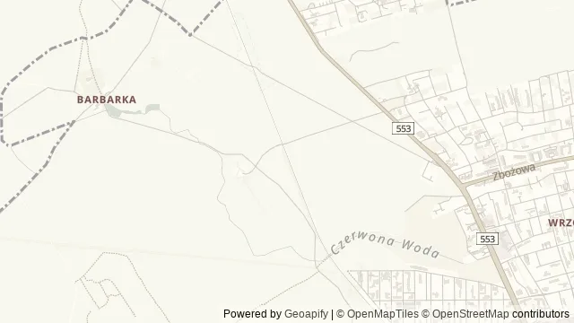 Mapa okolicy: Szkoła Leśna na Barbarce — Toruń. Podgląd obejmuje około 3,6 km w poziomie.