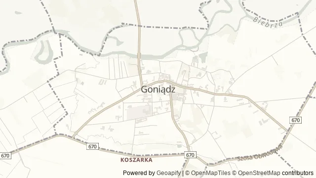 Mapa okolicy: Szlak wodny rzeki Biebrzy — Goniądz, Biebrza. Podgląd obejmuje około 3,6 km w poziomie.