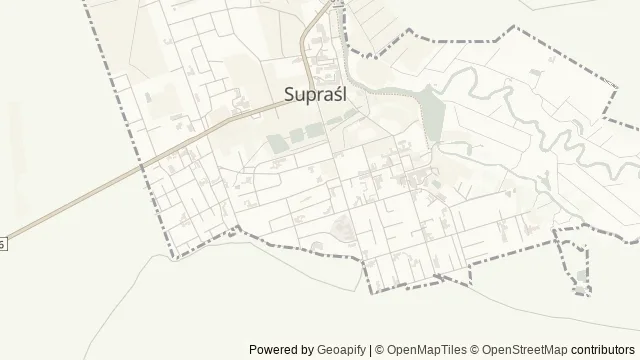 Mapa okolicy: Teatr „Wierszalin" w Supraślu — Supraśl, Puszcza Knyszyńska. Podgląd obejmuje około 3,6 km w poziomie.