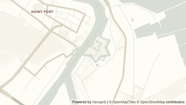 Mapa okolicy: Twierdza Wisłoujście — Gdańsk. Podgląd obejmuje około 3,6 km w poziomie.