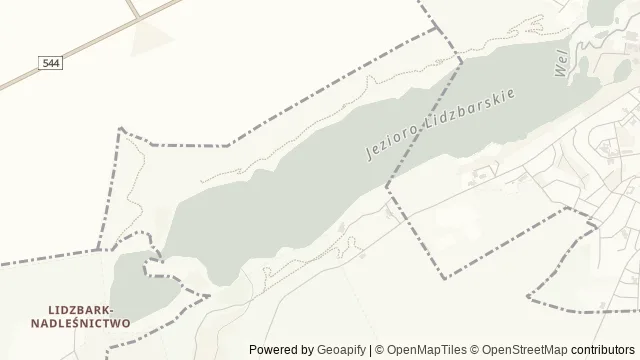 Mapa okolicy: Welski Park Krajobrazowy — Jeleń, Mazury Południowe. Podgląd obejmuje około 3,6 km w poziomie.