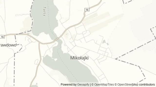 Mapa okolicy: Wieża widokowa w kościele św. Mikołaja — Mikołajki, Mazury. Podgląd obejmuje około 3,6 km w poziomie.