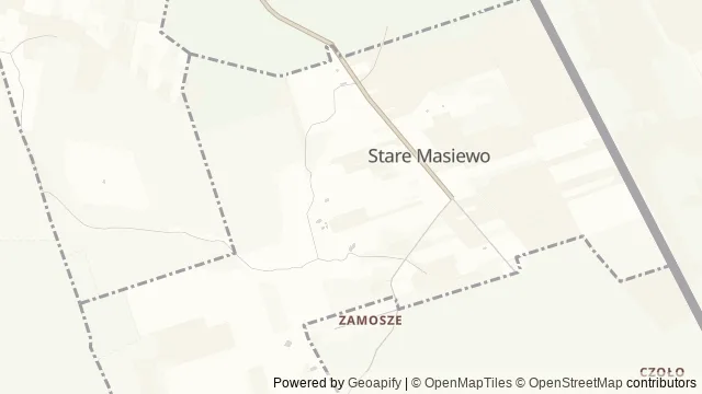 Mapa okolicy: Wieża widokowa z wiatą ogniskową w Starym Masiewie — Stare Masiewo, Puszcza Białowieska. Podgląd obejmuje około 3,6 km w poziomie.