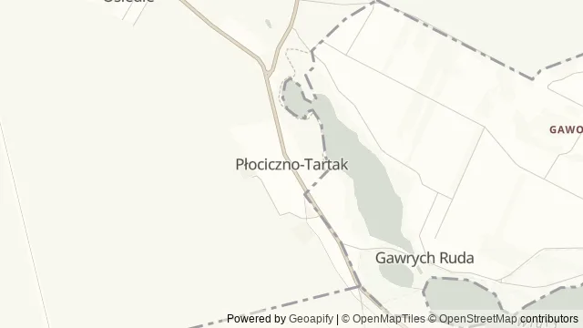 Mapa okolicy: Wigierska Kolej Wąskotorowa — Płociczno-Tartak, Suwalszczyzna. Podgląd obejmuje około 3,6 km w poziomie.