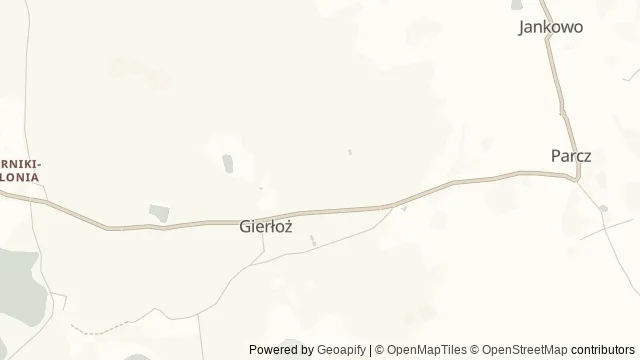 Mapa okolicy: Wilczy Szaniec — Gierłoż, Mazury. Podgląd obejmuje około 3,6 km w poziomie.