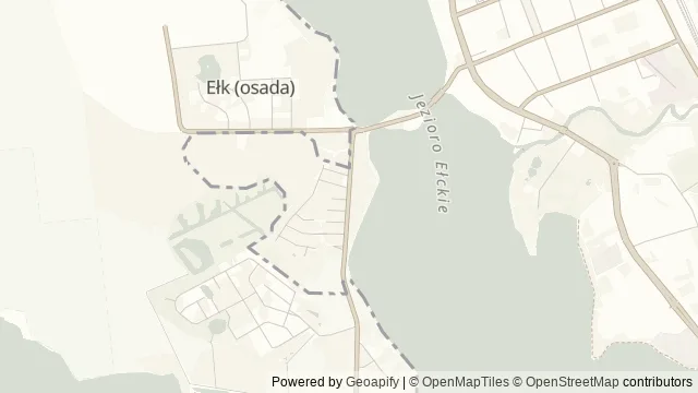 Mapa okolicy: Wyspa Zamkowa w Ełku — Ełk, Mazury. Podgląd obejmuje około 3,6 km w poziomie.