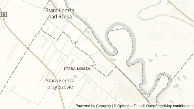 Mapa okolicy: Wzgórze św. Wawrzyńca w Starej Łomży nad Rzeką — Stara Łomża nad Rzeką, Łomża. Podgląd obejmuje około 3,6 km w poziomie.