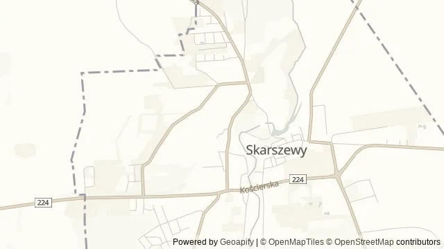 Mapa okolicy: Zamek joannitów w Skarszewach — Skarszewy, Kociewie. Podgląd obejmuje około 3,6 km w poziomie.