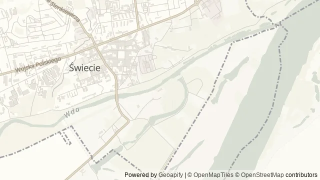 Mapa okolicy: Zamek krzyżacki w Świeciu — Świecie, Ziemia chełmińska. Podgląd obejmuje około 3,6 km w poziomie.