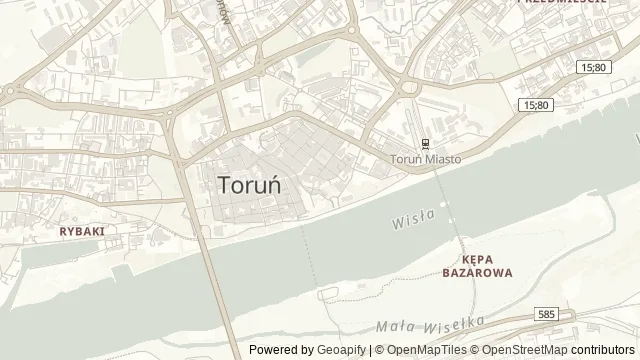 Mapa okolicy: Zamek krzyżacki w Toruniu — Toruń. Podgląd obejmuje około 3,6 km w poziomie.