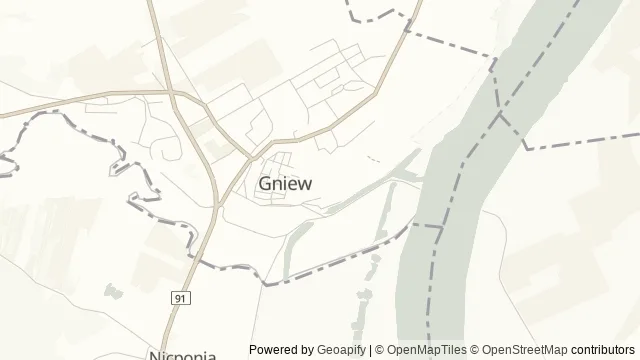 Mapa okolicy: Zamek w Gniewie — oddział Muzeum Archeologicznego w Gdańsku — Gniew, Kociewie. Podgląd obejmuje około 3,6 km w poziomie.