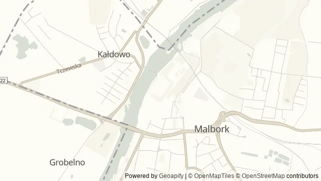 Mapa okolicy: Zamek w Malborku — Malbork, Żuławy. Podgląd obejmuje około 3,6 km w poziomie.