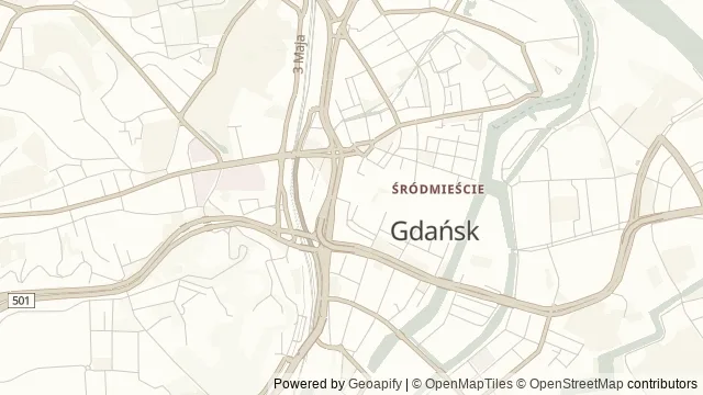 Mapa okolicy: Zespół Przedbramia — Gdańsk. Podgląd obejmuje około 3,6 km w poziomie.