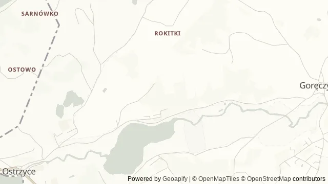 Mapa okolicy: Złota Góra nad jeziorem Ostrzyckim — Ostrzyce, Kaszuby. Podgląd obejmuje około 3,6 km w poziomie.