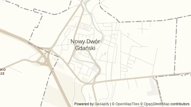 Mapa okolicy: Żuławski Park Historyczny — Nowy Dwór Gdański, Żuławy. Podgląd obejmuje około 3,6 km w poziomie.